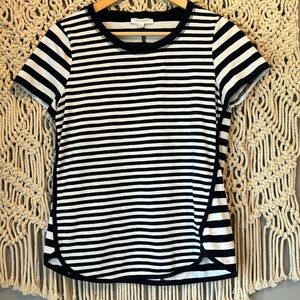 T by Talbots Blue Nautical Striped Fitted T-Shirt Top